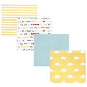 Hudson Baby Infant Girl Cotton Rich Flannel Receiving Blankets, My Sunshine, One Size - 1 of 4