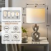 Maxax Sculptural Table Lamp, 24" Antique Silver Nightstand Lamp Set of 2 with USB Ports for Bedroom Living Room - 3 of 4
