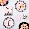 Blue Panda 144 Piece Paris Birthday Party Decorations with Plates, Napkins, Cups, and Cutlery, Tableware Set for Girl's Baby Shower, Serves 24 Guests - 2 of 4