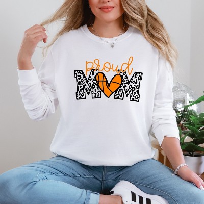 Simply Sage Market Women's Proud Mom Basketball Long Sleeve Garment Dyed Tee