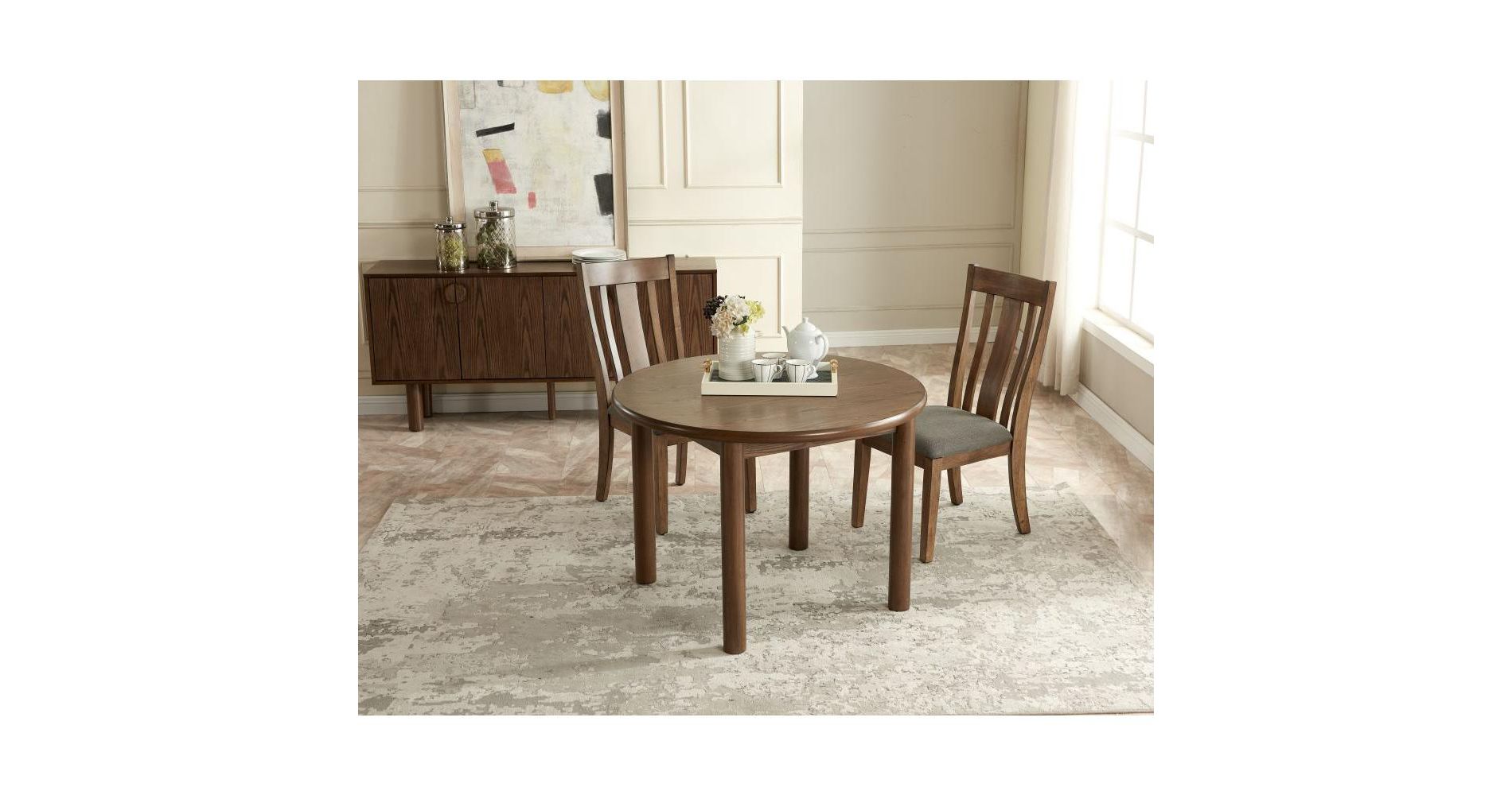 42" Round Dining Table for 4 Person, Retro Kitchen Table, Wooden Dinner Room Table with Solid Wood Legs for Home Kitchen Restaurant