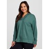 RBX Active Women's Ultra Lightweight French Terry V-Neck Hoodie Tunic Sweatshirt with Pocket - 3 of 4