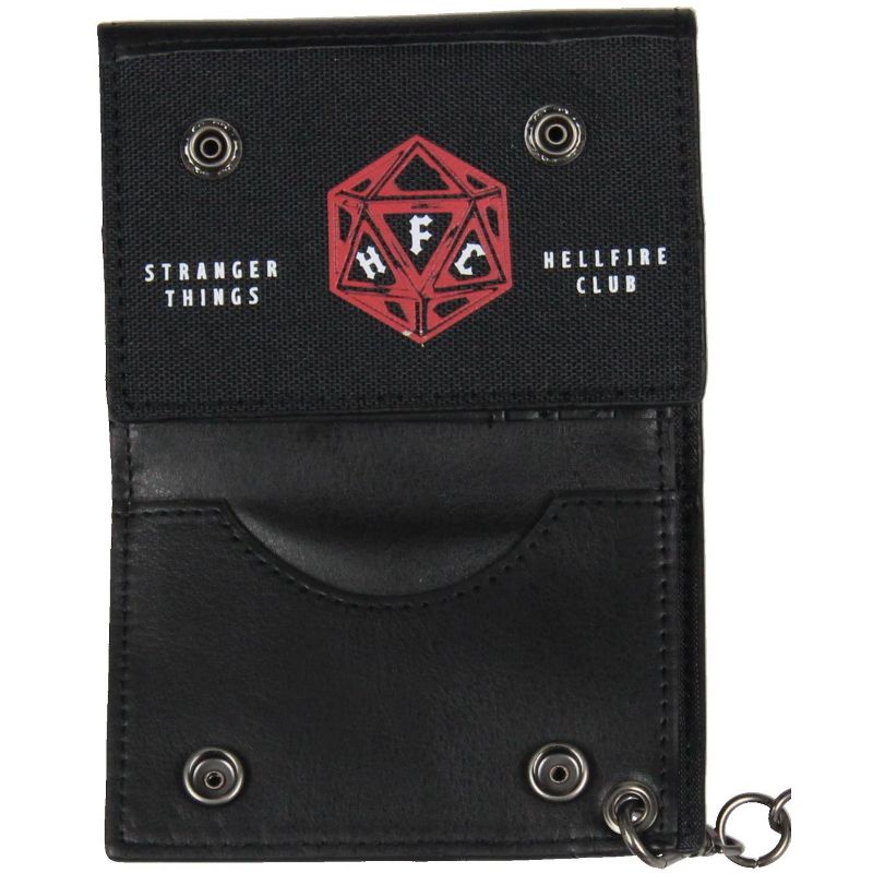 Stranger Things Hellfire Club Demogorgon Hunter Tri-Fold Snap Chain Wallet Black, 2 of 6