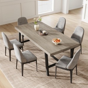 Industrial Dining Table for 6~8 People, 78.7" Long Rectangle Dining Tables, Wooden Kitchen Table with Sturdy Metal Frame,for Kitchen - 1 of 4