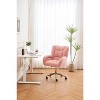 Velvet/Teddy Fabric 360 Swivel Home Office Chair With Gold Metal Base And Universal Wheels, Height-Adjustable Task Chair 4L - ModernLuxe - 4 of 4