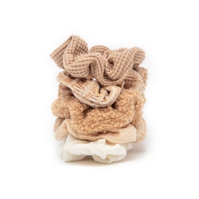 Kitsch Assorted Textured Scrunchies 5pc - Sand