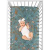 Sweet Jojo Designs Girl Fitted Crib Sheets Set Boho Floral Wildflower Blue Orange and Pink 2pc - 4 of 4