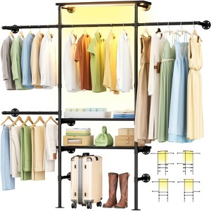 Besiost 87-In Heavy-duty Garment Rack with Storage Shelves, Wall-mounted Closet Organizer with 4 Hanging Rods - 1 of 4