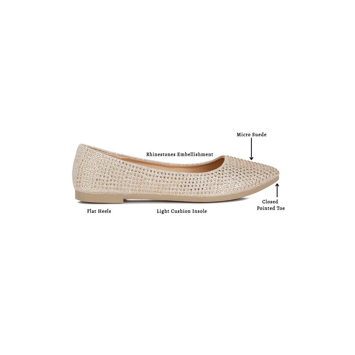 Обувь London Rag Womens Denki Studded Ballerina Flats 7 — фото 6