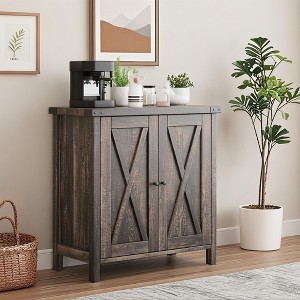 Small Sideboard Buffet Cabinet with Adjustable Shelves and 2 Doors Accent Entryway Console Cupboard - 1 of 4