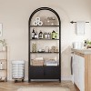 71.5" Arched Bookcase w/ Doors, 4-Tier Storage Shelf w/ Metal Frame for Living Room, Home Office, Black - 4 of 4