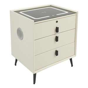 YIYIBYUS Bedside Side Table, Smart Nightstand with Drawers, 3-color Light, USB&Wireless Charging, Fingerprint Lock, and Bluetooth Speaker - 1 of 4