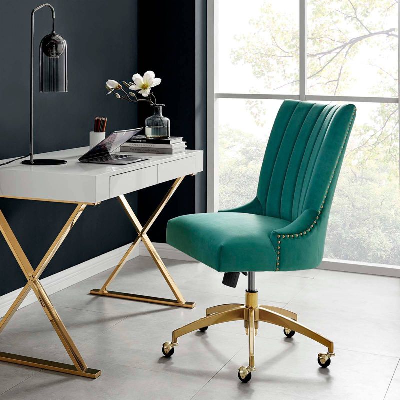 Empower Channel Tufted Performance Velvet Office Chair Gold Teal - Modway, 2 of 4