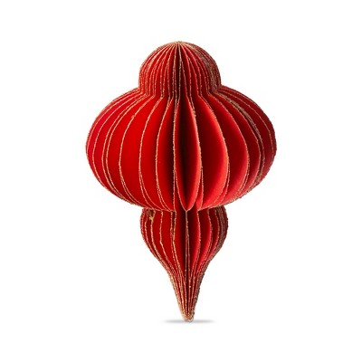 tag Glimmer Paper Finial Decor Wide Red