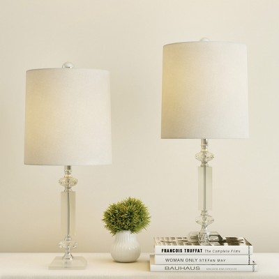 Hastings Home Crystal Column Lamps - Set of 2