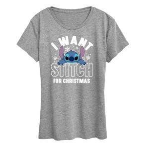 Women's - Lilo and Stitch - I Want A Stitch For Christmas Short Sleeve Graphic T-Shirt - 1 of 4
