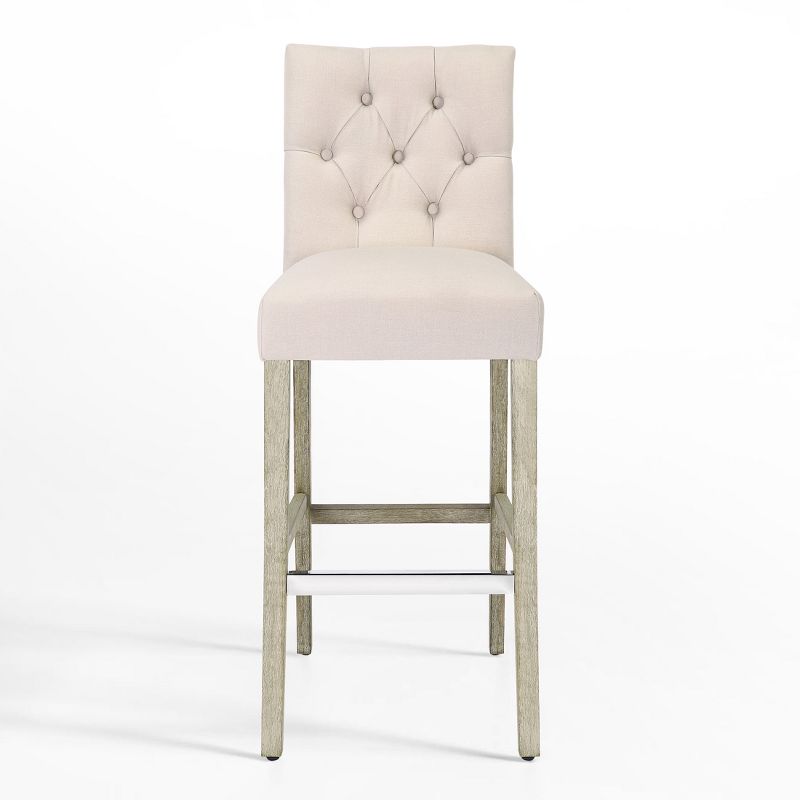 WestinTrends 29" Upholstered Linen Fabric Tufted Bar Stool Chair, 1 of 4