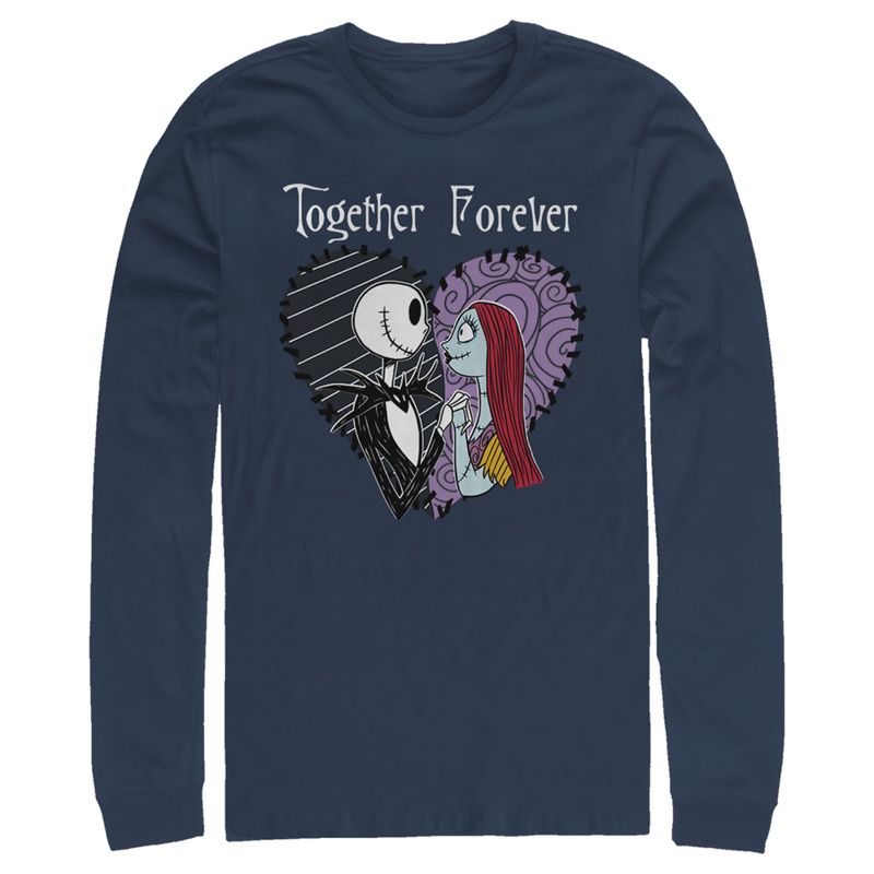 Men's The Nightmare Before Christmas Jack and Sally Together Forever Long Sleeve Shirt, 1 of 5