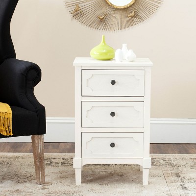 Rosaleen White Transitional 3-Drawer Pine Wood Side Chest