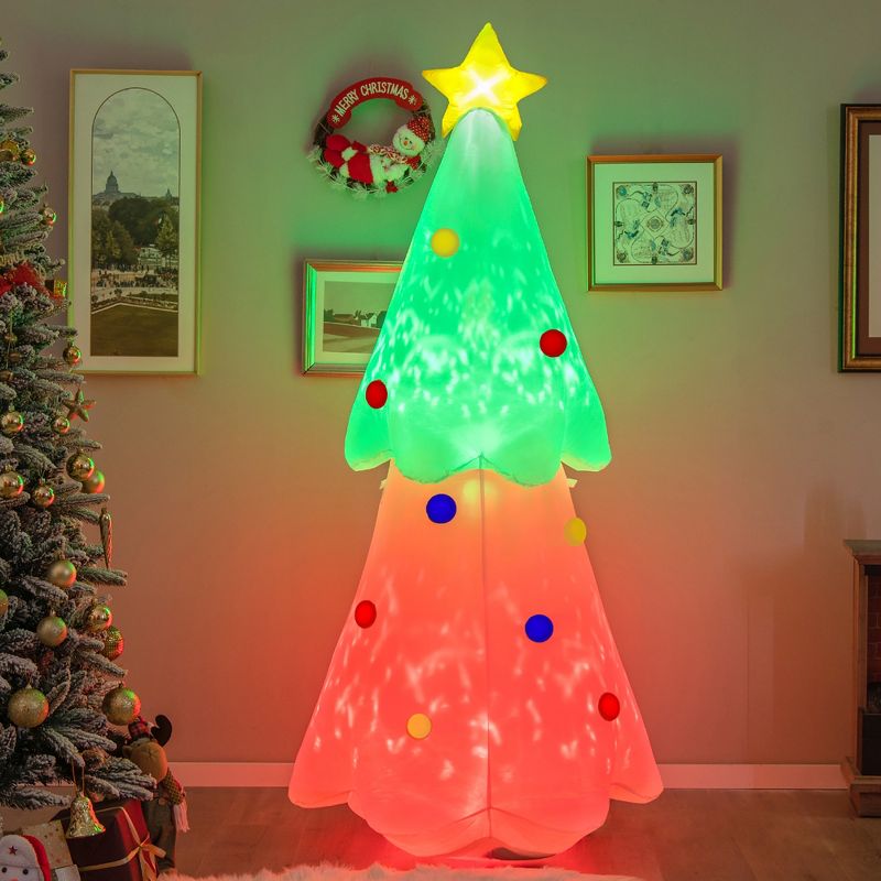 Costway 6.2 FT Inflatable Christmas Tree Blow-up Xmas Tree with Topper Star & Lights, 3 of 11