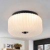 C Cattleya 10.75 in. Black Flush Mount Ceiling Light with White Frosted Ribbed Glass Shade - 2 of 4