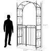 8 FT Metal Garden Arch with Gate, Elegant Wedding Arch for Ceremony Decor, Steel Arbor Trellis for Patio, Lawn, and Backyard, Black - 3 of 4