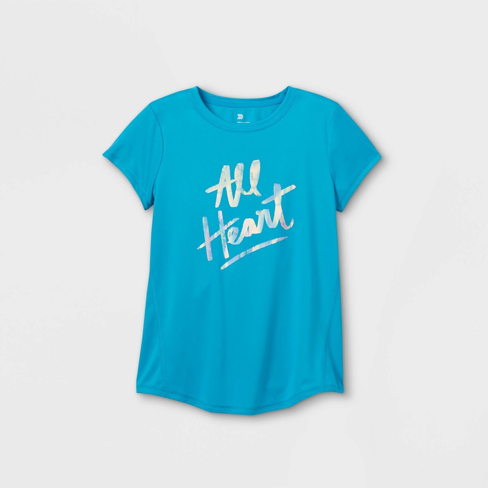 Girls' Short Sleeve 'All Heart' Graphic T-Shirt - All in Motion Turquoise S