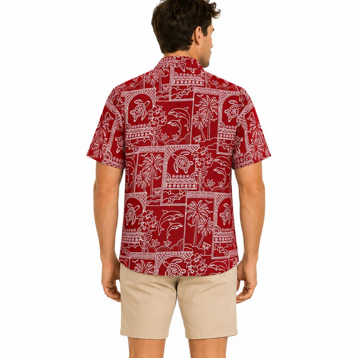 LA LEELA Mens Hawaiian Shirts Short Sleeve Button Down Shirt Mens Tropical Shirts Casual Vacation Summer Party Caribbean Shirts Funny 5XL Red,Floral - thumbnail 2