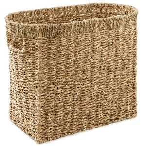 Casafield Magazine Holder Basket with Handles - Oval Seagrass Water Hyacinth Storage Bin for Bathroom, Home Office - 1 of 4