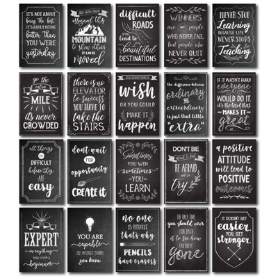 Best Paper Greetings 20 Pack Inspirational Posters, Classroom Posters Inspiring Quotes, Chalkboard Design for Student School Classroom, 13x19"