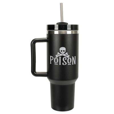 Elanze Designs Poison Skull Cross Bones 40 oz. Stainless Steel, Large Water Bottle Coffee Mug, Spill & Leak Resistant, Thermal Travel Tumbler with