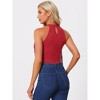 Allegra K Women's Party Neck Fringe Trim Sleeveless Halter Bodysuit - 3 of 4