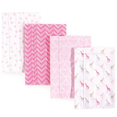 Luvable Friends Baby Girl Cotton Flannel Burp Cloths 4pk, Giraffe, One Size