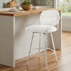 Art Leon Comfortable Fabric Mid-century Modern Swivel Barstool with Wood Back and Metal Frame - 4 of 4