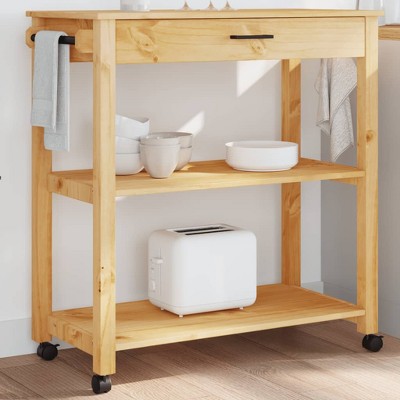 vidaXL Kitchen Trolley MONZA 33.1 in.x15.7 in.x35.4 in. Solid Wood Pine