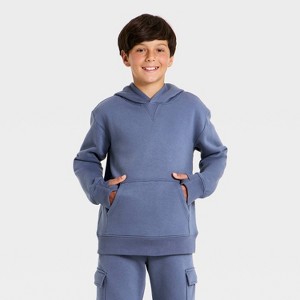 Boys' Active Comfort Fleece Pullover Hoodie - All In Motion™ Slate