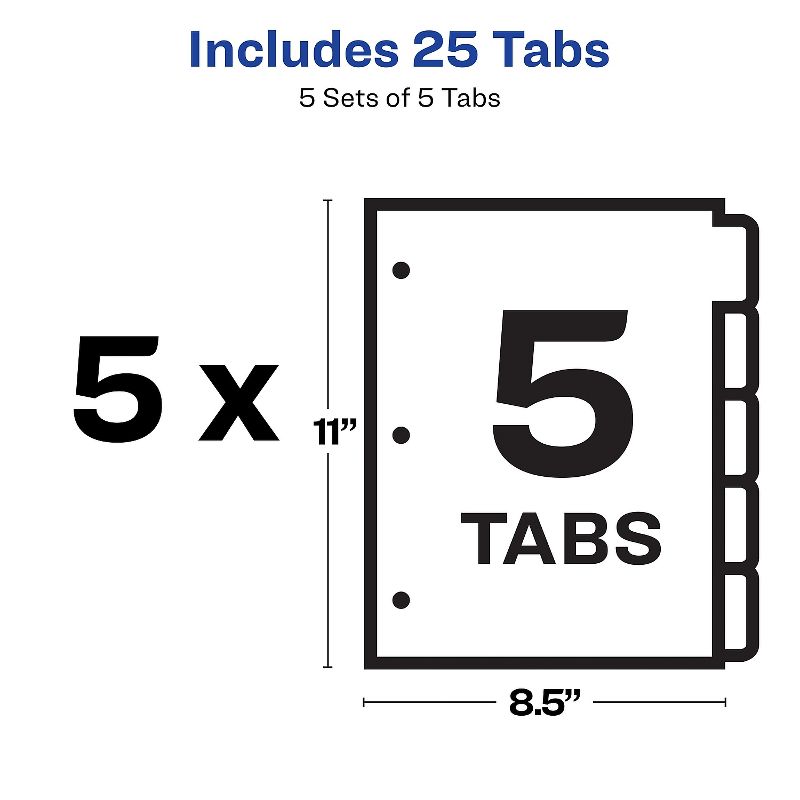 Avery Print & Apply Clear Label Dividers w/White Tabs Copiers 5-Tab Letter 5 Sets 11421, 5 of 8