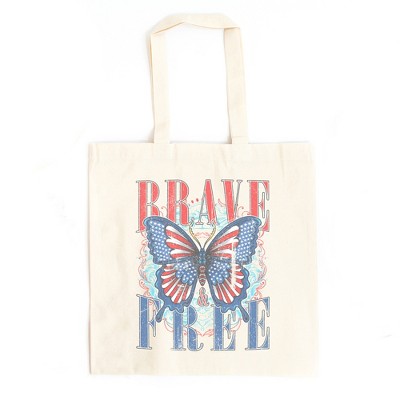 City Creek Prints Brave Butterfly Canvas Tote Bag - 15x16 - Natural