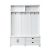 CAVINAS Freestanding Coat Racks with Storage Cabinet and 2 Large Drawers,Hall Tree with 5 Hooks,Entryway Furniture for Living Room,White - 4 of 4