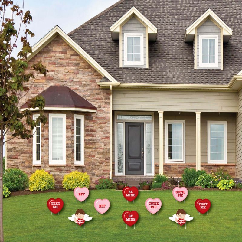 Big Dot of Happiness Conversation Hearts - Cupid and Heart Lawn Decorations - Outdoor Valentine's Day Party Yard Decorations - 10 Piece, 3 of 10