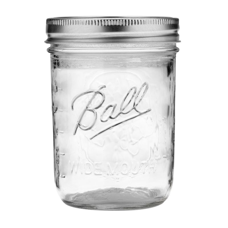 Ball 16oz 12pk Glass Wide Mouth Mason Jar with Lid and Band, 1 of 8