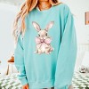Bunny Watercolor With Bow - Women's Lightweight Garment Dyed Sweatshirt - 2 of 3
