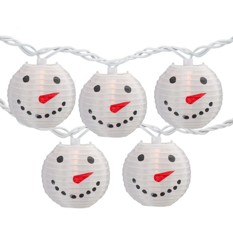 Northlight 10-Count White Snowman Paper Lantern Christmas Lights, 8.5ft White Wire, 1 of 8