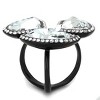 Slickblue Women’s IP Black Stainless Steel Ring with Three Clear Synthetic Crystals, Sleek Finish, size 5-10 - 4 of 4
