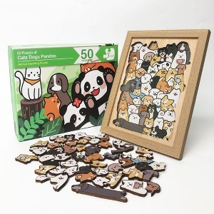 Ruvalino Baby and Toddler Learning Toys Animal Wooden Puzzle with Picture Frame for Creative Brain Fun, , 9.44"*7.87"*2.95" - 1 of 4