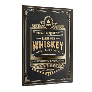 American Art Decor Barrel Aged Whiskey Embossed Black and Gold Metal Bar Sign - 1 of 4