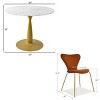 Harris+Flavia 5-Piece Round-Shaped Faux Marble Dining Table Set With 4 Velvet Upholstered Chairs Gold Legs -Maison Boucle - 3 of 4