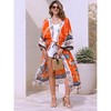 INSPIRE CHIC Women's Belt Loose Fit Causal Beach Floral Print Bikini Swimsuit Cover Up - 3 of 4