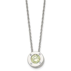Chisel Stainless Steel Cubic Zirconia August Birthstone Circle Pendant on a 20" Multi-Link Chain Necklace - 1 of 4