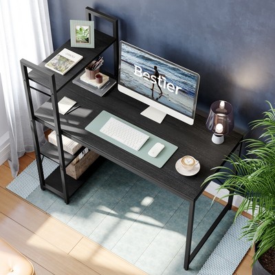 Bestier 47inch Computer Desks with Reversible Bookshelf, Standing Writing Desk for Home Office/Studying/Gaming